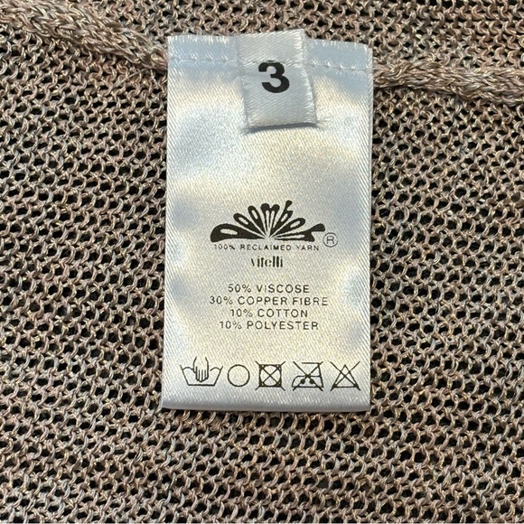 Vitelli Sz 3 (US XS) Reclaimed Yarn Stripe Tan Mesh Sweater New Without Tags - Picture 10 of 16